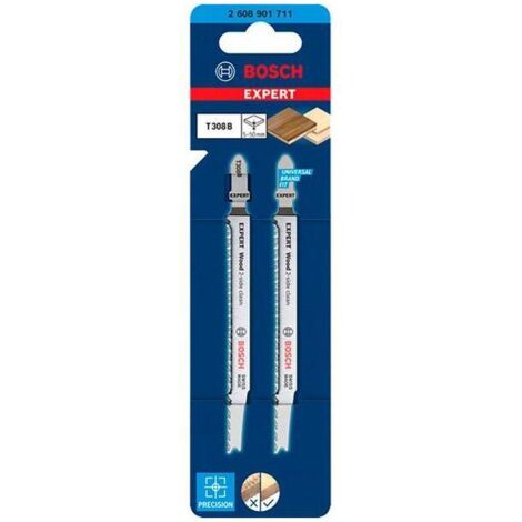 BOSCH PROFESSIONAL 2X HOJAS DE SIERRA DE CALAR EXPERT 'WOOD 2-SIDE CLEAN' T 308 B (PARA MADERA CONTRACHAPADA, PANEL DE MUEBLES D