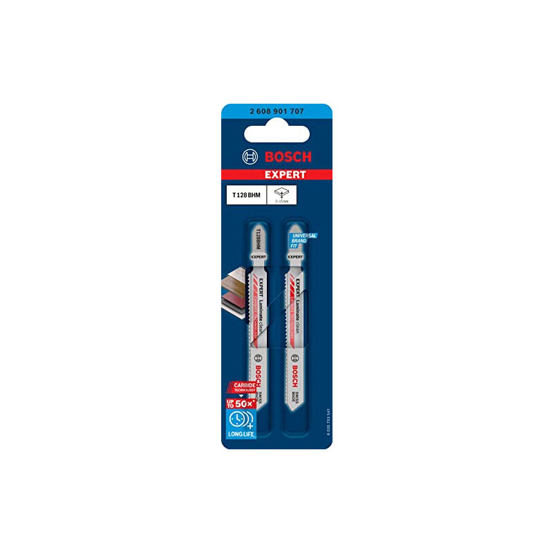 Bosch - professional 2X lames de scie sauteuse expert &lsquo,laminate clean' t 128 bhm (pour vinyle STRATIFIé solide, pvc, hpl, lo