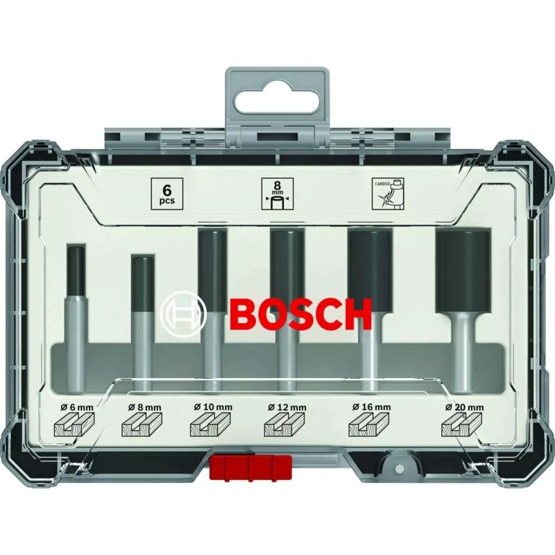 2.607.017.467 1/4' router cutters 6 piece - Bosch