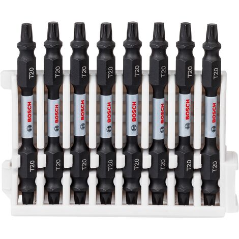 Bosch Professional 8 pz. di Bit di Avvitamento Doppi Set Torx (Impact Control, 8 x T20-T20 Bits, Lunghezza 65mm, Pick and Click, Accessorio Avvitatore a Impulsi)
