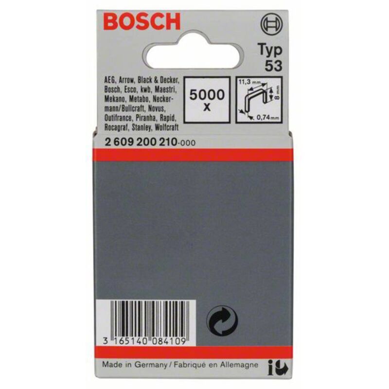 Bosch - Agrafes Type 53 : 114x074x8mm : 5 000 pièces 2609200210