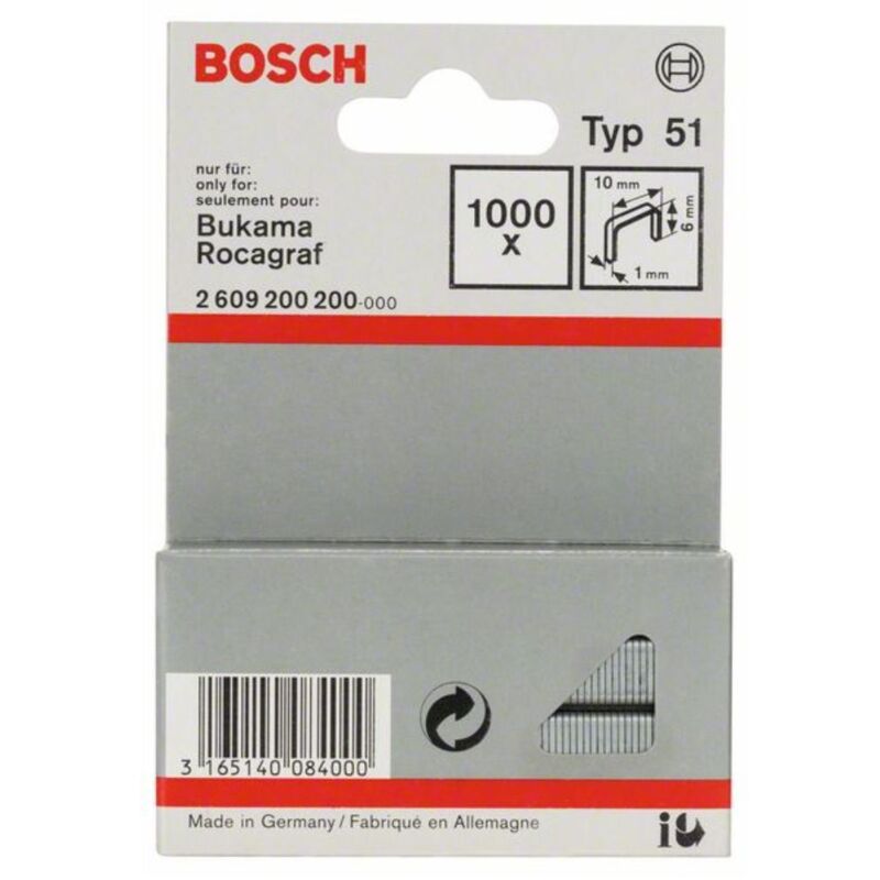 BOSCH Agrafes a fil plat type 51 10 x 1 x 6 mm - vue 2