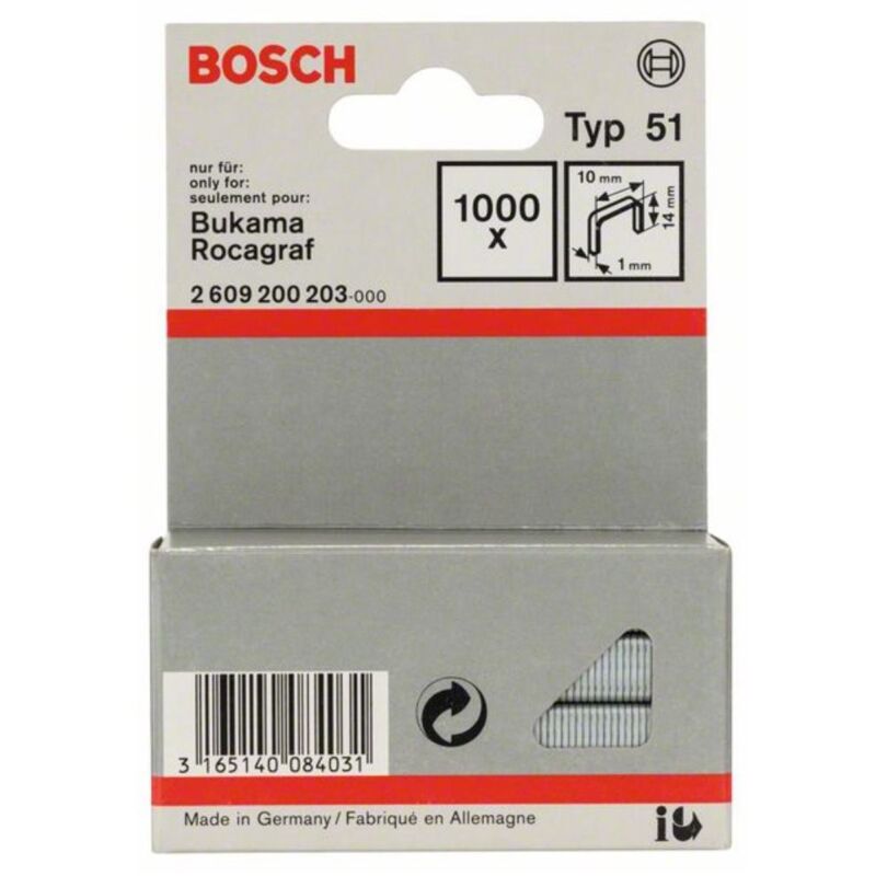 BOSCH Agrafes a fil plat type 51 10 x 1 x 14 mm - vue 3