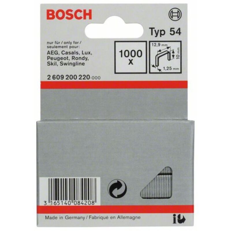 Bosch Agrafes Typ 54 12 9 x 1 25 x 10 mm