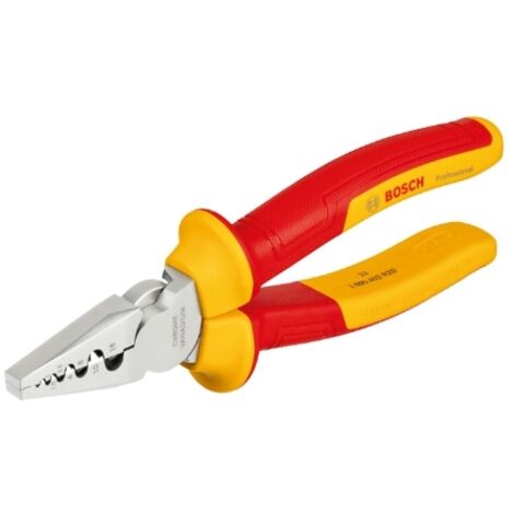 Bosch Professional alicate de crimpado aislado VDE de 180 mm (rango de crimpado desde 0,25 mm² hasta 16 mm², certificado hasta 1000 V)