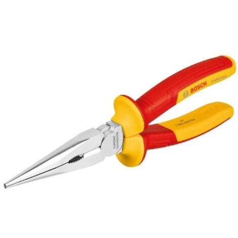Bosch Professional alicate recto de punta larga aislado VDE de 200 mm (certificado hasta 1000 V, aislado con poliuretanos termoplásticos (TPU))