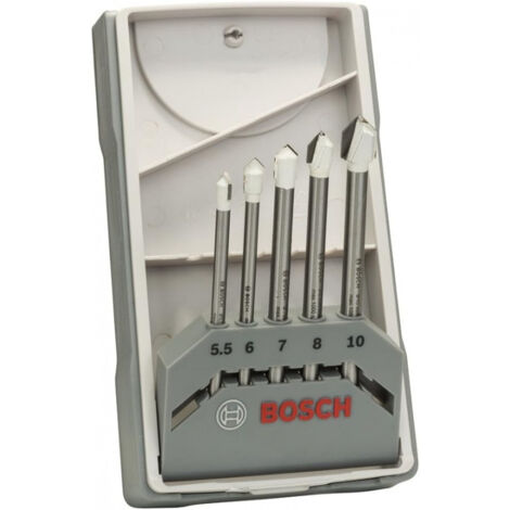 BOSCH Professional Bosch 2 608 587 170 - Perceuse - Ensemble de forets - Céramique dure - Carrelage mural en céramique doux - 5.5 / 6.0 / 7.0 / 8.0 / 10.0 mm - 5 pièce(s) (2608587170)