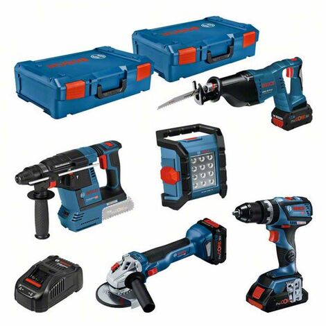 Bosch Professional Bosch 5-tlg. Set 18V: GSB + GWS + GBH + GSA + GLI + 3x ProCORE18V + GAL