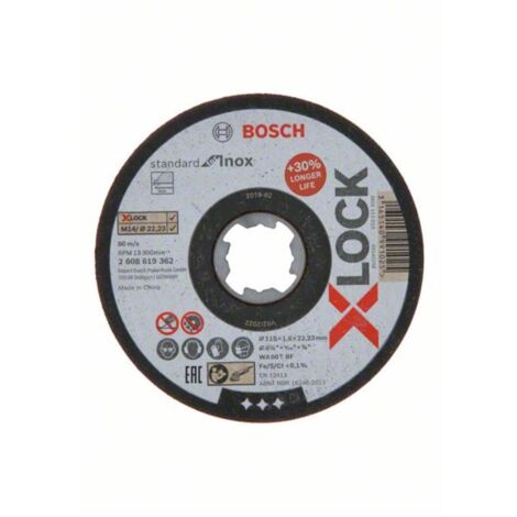 BOSCH PROFESSIONAL BOSCH ACCESSORIES X-LOCK 2608619362 - DISCO DE CORTE RECTO (115 MM)