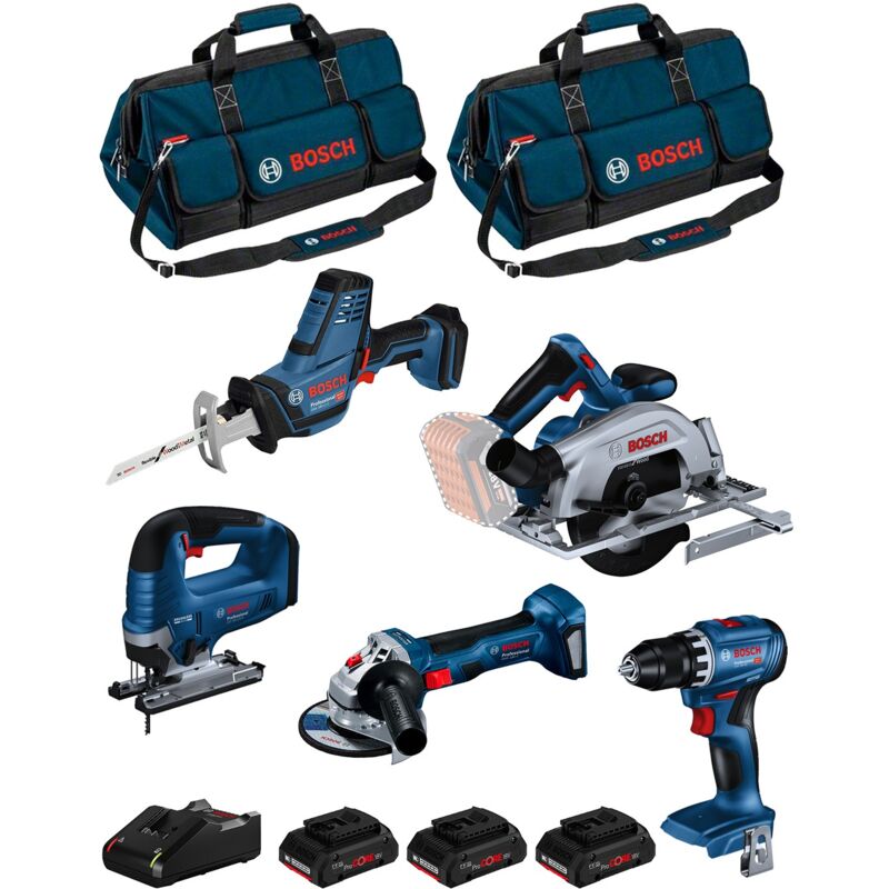 Bosch - Kit BK503BAG (gsr 18V-45 + gks 18V-57-2 + gst 18V-125 b + gws 18V-7 + gsa 18V-LI c + 3x4,0Ah ProCORE +GAL18V-40 + 2xHDBAG)