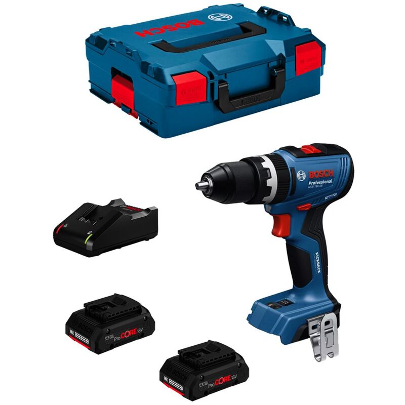 Bosch Professional - Perceuse à Percussion bosch gsb 18V-65 (2 x 4,0 Ah ProCORE gal 18V-40 L-Boxx 136)