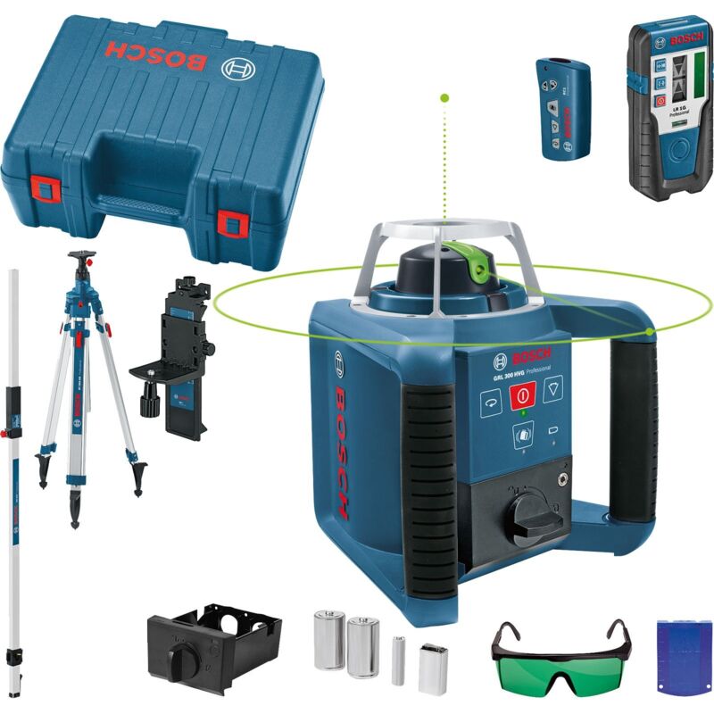 Laser rotatif Bosch grl 300 hvg avec RC1 + WM4 + lr 1G + bt 300 hd et gr 240 dans un coffret - 061599404B