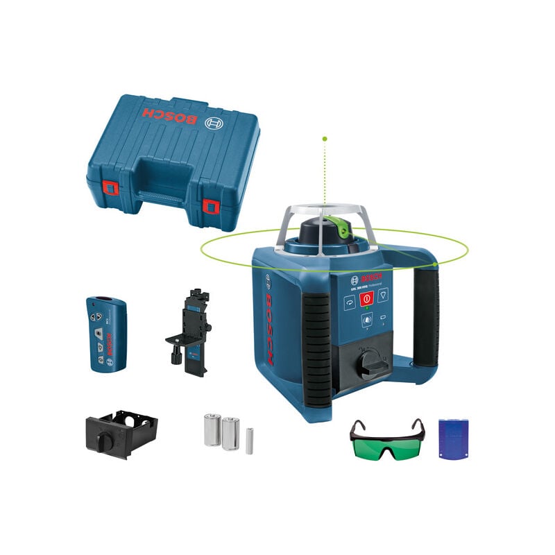 Laser rotatif grl 300 hvg Bosch avec kit d'accessoires dans un coffret pour artisans