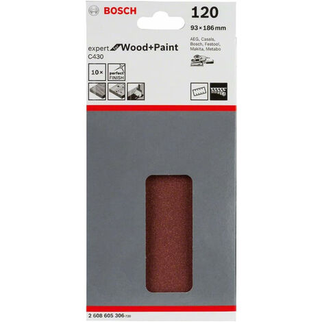 BOSCH Professional Bosch Schleifblatt C 430 Holz+ Lack 93x186MM Körnung 120 10 St. (2608605306)