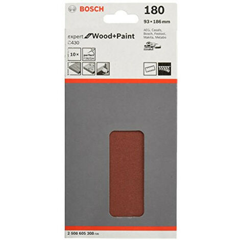BOSCH Professional Bosch Schleifblatt C 430 Holz+ Lack 93x186MM Körnung 180 10 St. (2608605308)