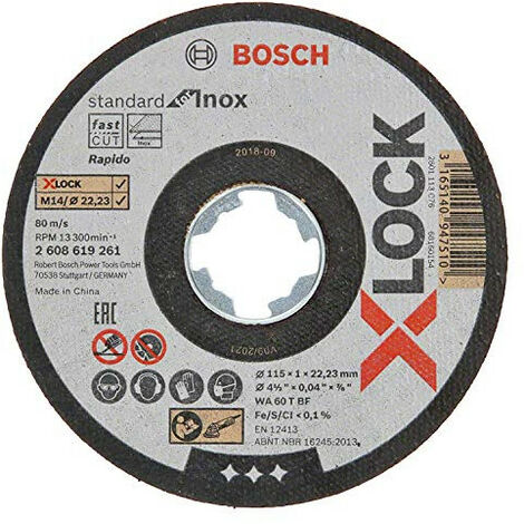 BOSCH Professional Bosch X-LOCK Disque à tronçonner 10x115x1mm standard INOX (2608619266)