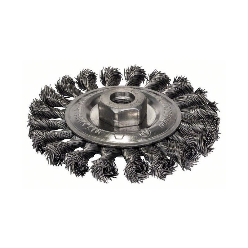 Bosch - 2608622059 brosse circulaire 115 mm, 0,5 mm, 12 mm, M14, à fils torsadés idéale pour le nettoyage de cordons de soudure. c