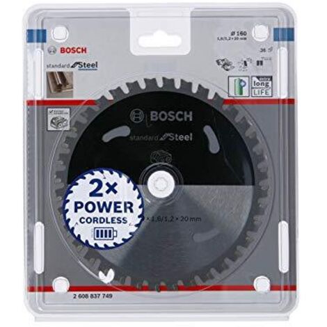 Bosch Professional de lama circolare Standard per Acciaio (acciaio, 160 x 20 x 1,6 mm, 36 denti, accessorio de lama circolare sin cavo)