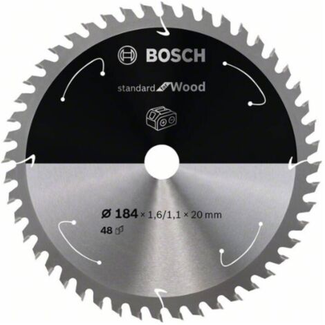Bosch Professional Disco de sierra circular Standard for Wood (madera, 184 x 20 x 1,6 mm, 48 dientes, accesorio de sierra circular sin cable)