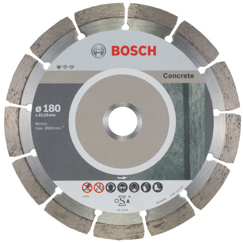 Disco diamantato standard per cemento, 180 x 22,23 x 2 x 10 mm, confezione da 10