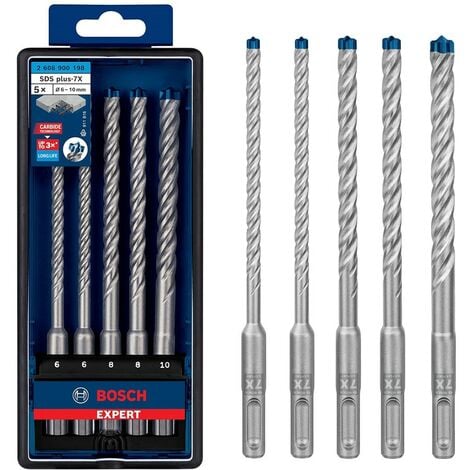 Bosch Professional EXPERT 7X SDS Plus 5 Piece Drill Bit Set Blue Tip Tough Box