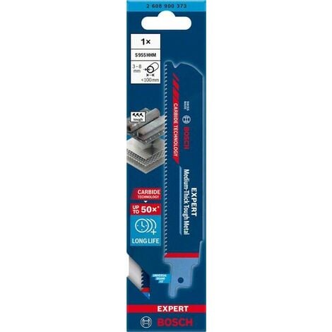 BOSCH Accessories 2608900373 EXPERT ‘Medium-Thick Tough Metal’ S 955 HHM Säbelsägeblatt, 1 Stück Säg