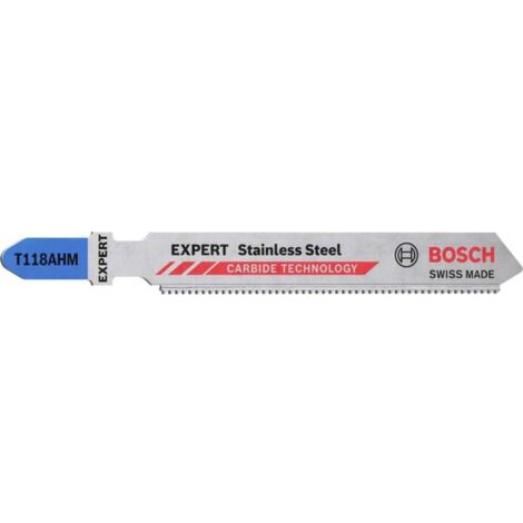 Bosch Professional Expert 'Stainless Steel' T 118 AHM - 2 lame per seghetto alternativo (per lamiere in acciaio inox, lunghezza 83 mm, accessori per seghetto alternativo)