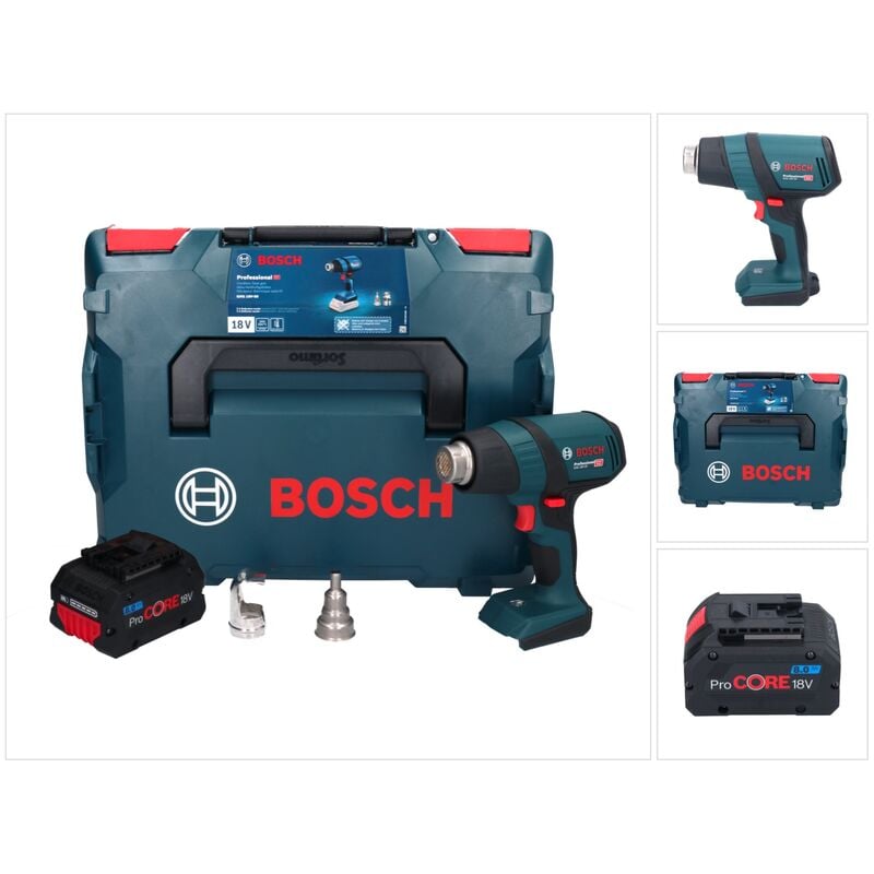 Bosch Professional GHG 18V-50 Décapeur thermique sans fil 18V 300°C / 500°C + 1x Batterie ProCORE 8,0Ah + Coffret L-Boxx - sans chargeur