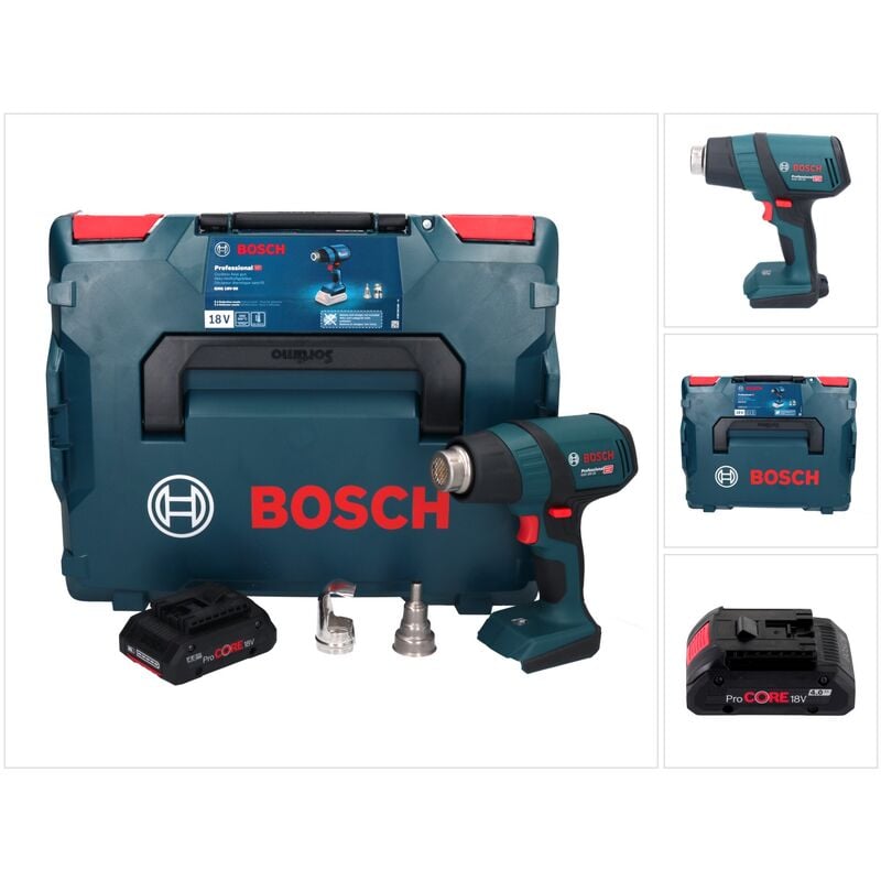 Bosch Professional - ghg 18V-50 Décapeur thermique sans fil 300°C / 500°C 18V + 1x Batterie ProCORE 4,0Ah + Coffret L-Boxx - sans chargeur