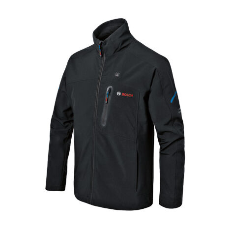 Bosch Professional GHJ 12+18V XA - Chaqueta calefactable a batería (Softshell, negra, talla L, 1 batería 12V x 2.0 Ah)