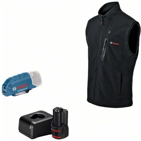 Bosch Professional GHV 12+18V XA - Heizweste a Akku (Softshell, schwarz, Größe L, Akku 12V x 2.0 Ah)