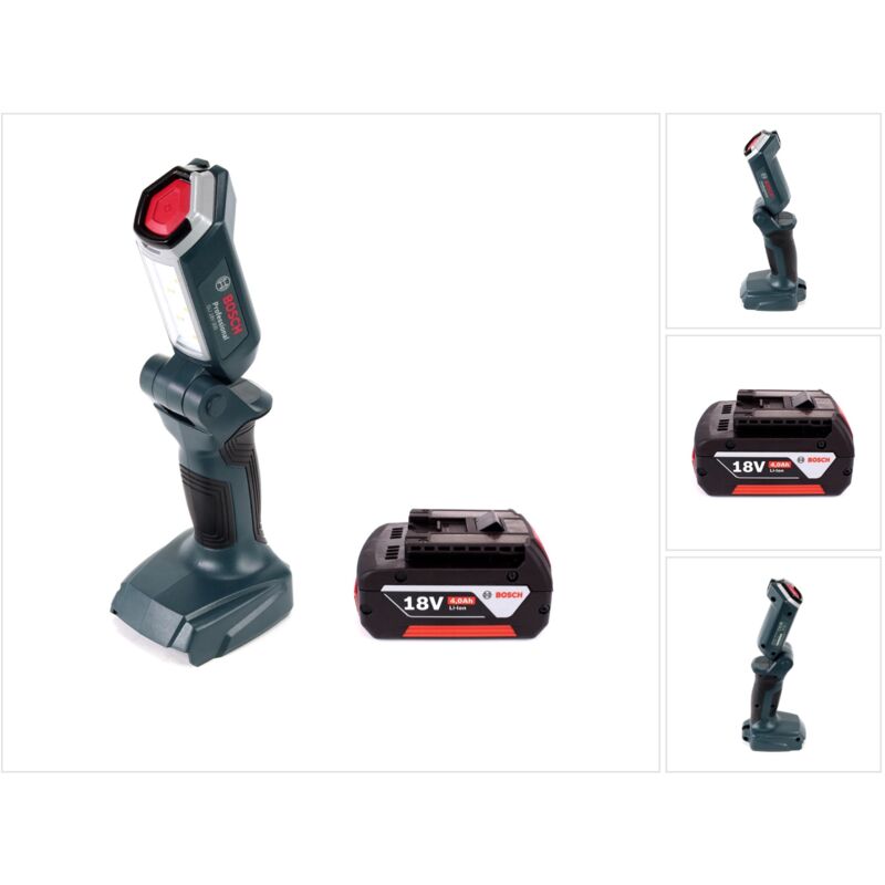 Professional gli 18V-300 Torcia a batteria + 1x Batteria gba 18 v 4,0 Ah - senza caricabatterie - Bosch