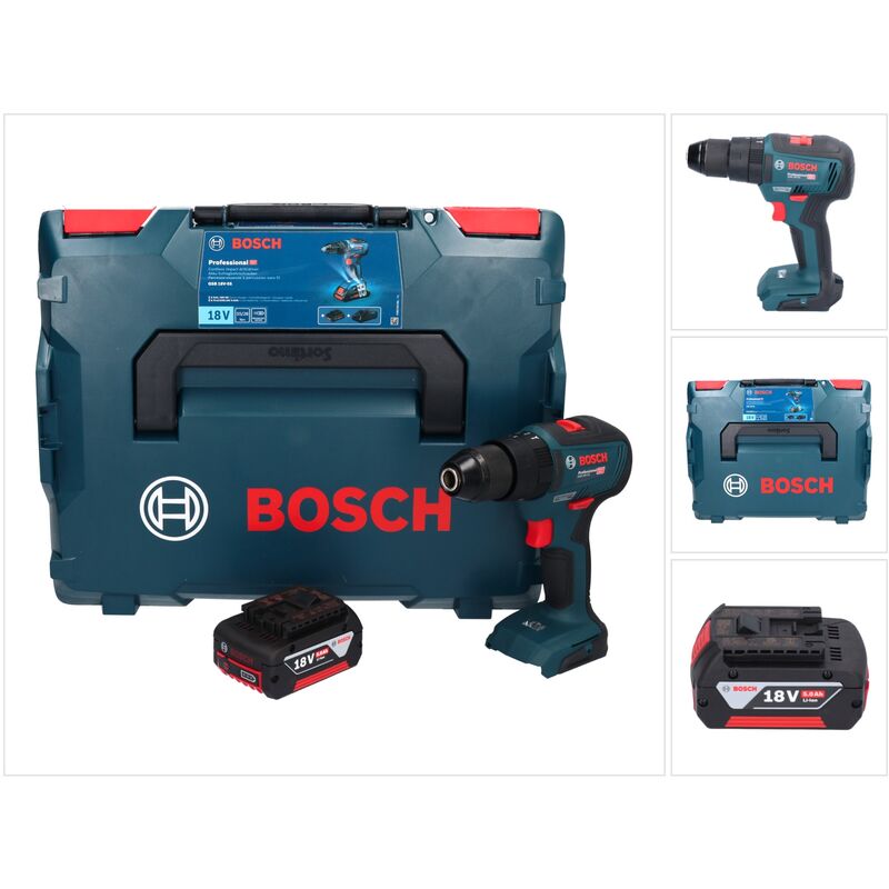 Bosch Professional GSB 18V-55 Perceuse-visseuse à percussion sans fil 55Nm 18V Brushless + 1x batterie 5,0Ah + Coffret L-Boxx - sans chargeur