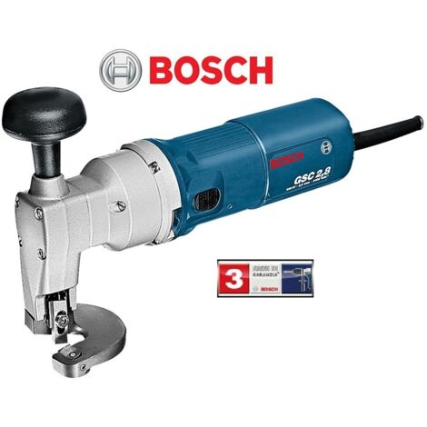 Bosch Professional GSC 2,8 - Cizalla Elettrica da 500 W con Capacit� di Taglio fino a 2,8 mm in Acciaio, 2400 CPM, Leggera e Compatta in Valigia, Colore Nero e Blu