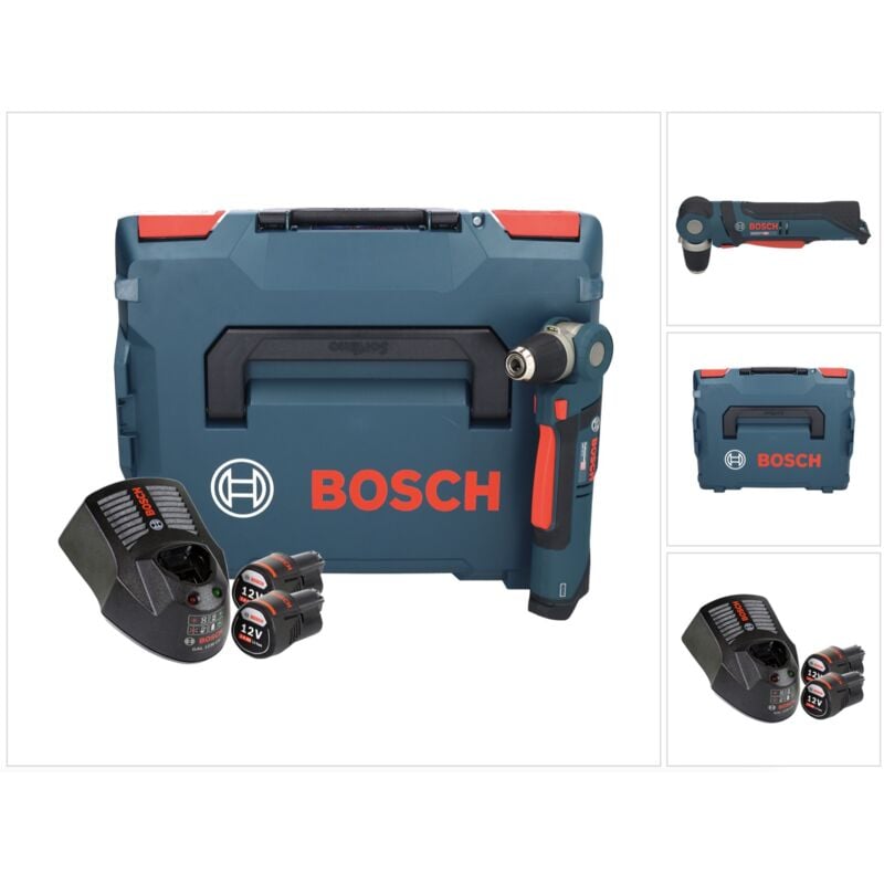 Bosch Professional - gwb 12V-10 Perceuse d'angle sans fil 12 v 11 Nm + 2x batterie 3,0 Ah + chargeur + L-Boxx