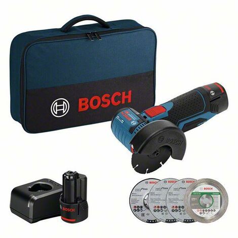 Bosch Smerigliatrice Angolare a batteria GWS 12V-76, con 2 x 2.0 Ah Li-Ion batteria e caricabatteria - 06019F200C