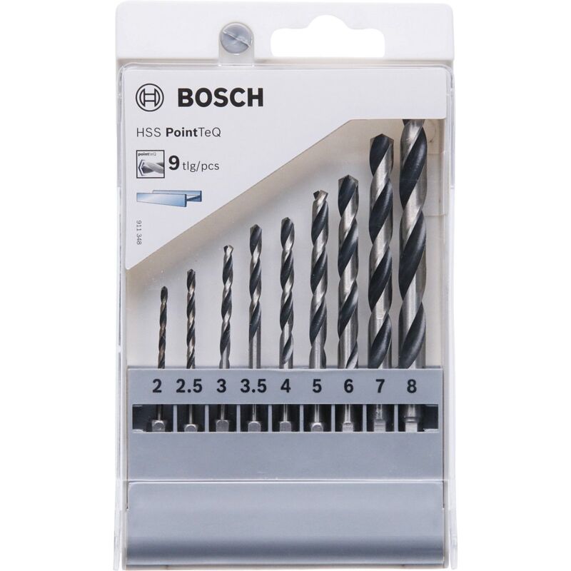 Bosch - Mèches à métaux hss PointTeQ, hexagonales, jeu de 9 pièces 2607002826
