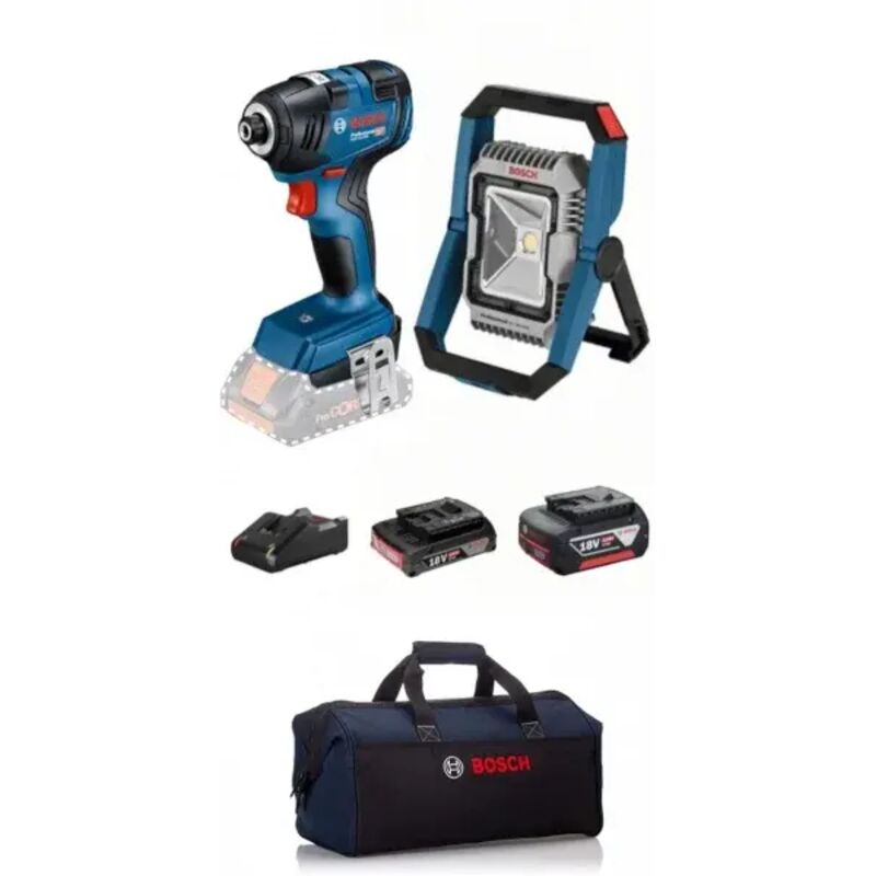 Bosch - Set di macchine a batteria : gdr 18V-200 + gli 18V-1900, 1x 2.0/4.0 Ah e caricabatterie in borsa