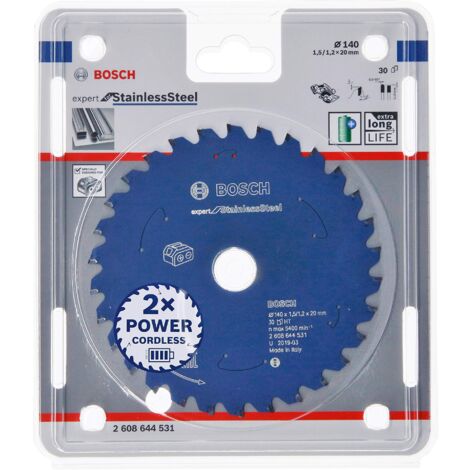Bosch Professional Lama per sega circolare Expert for Stainless Steel (acciaio inox, 140 x 20 x 1.5 mm, 30 denti, accessorio per sega circolare a batteria)