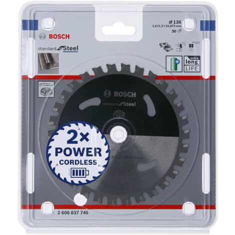 Bosch Professional Lama per sega circolare Standard for Steel (acciaio, 136 x 15,875 x 1.6 mm, 30 denti, accessorio per sega circolare a batteria)