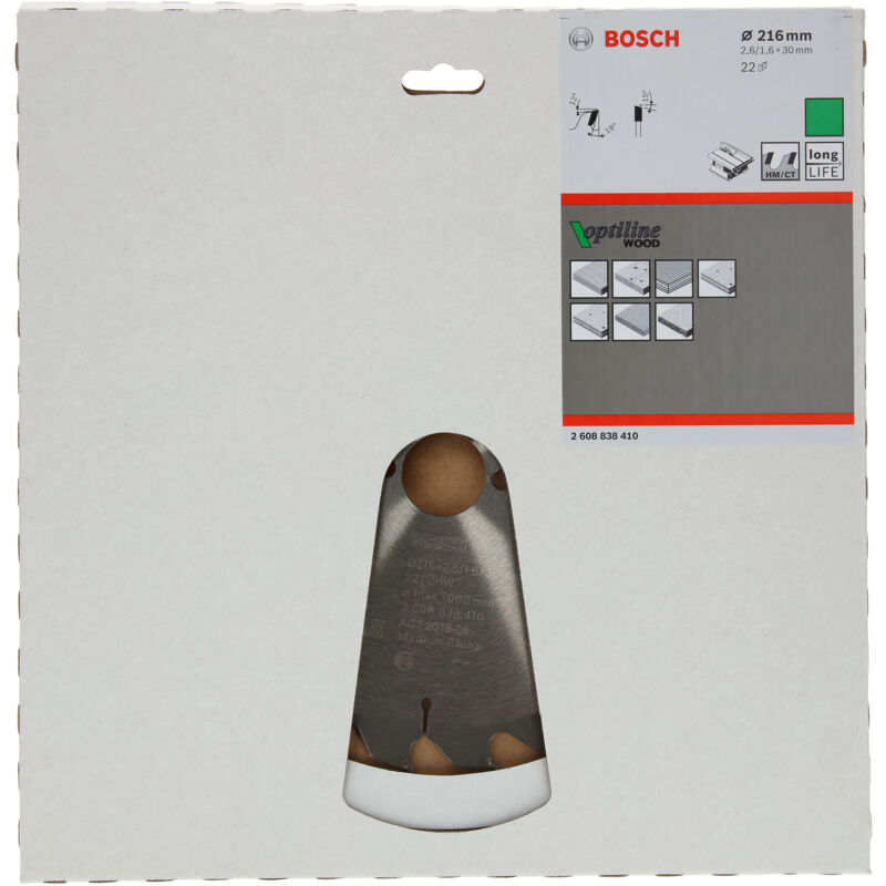 Bosch - Lame de scie circulaire à bois Optiline 216 x 26/16 x 30 T22 2608838410