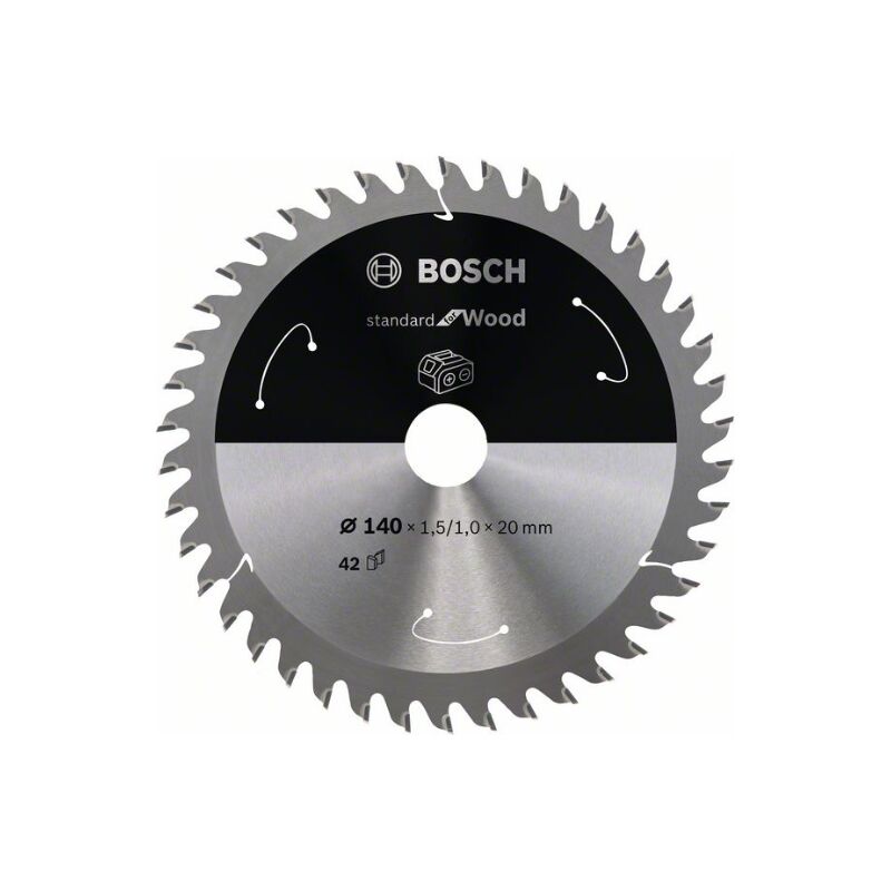 Bosch - Accessoires Lame de scie circulaire de Standard for Wood (bois, 140 x 20 1,5 mm, 42 dents, accessoire sin câble).