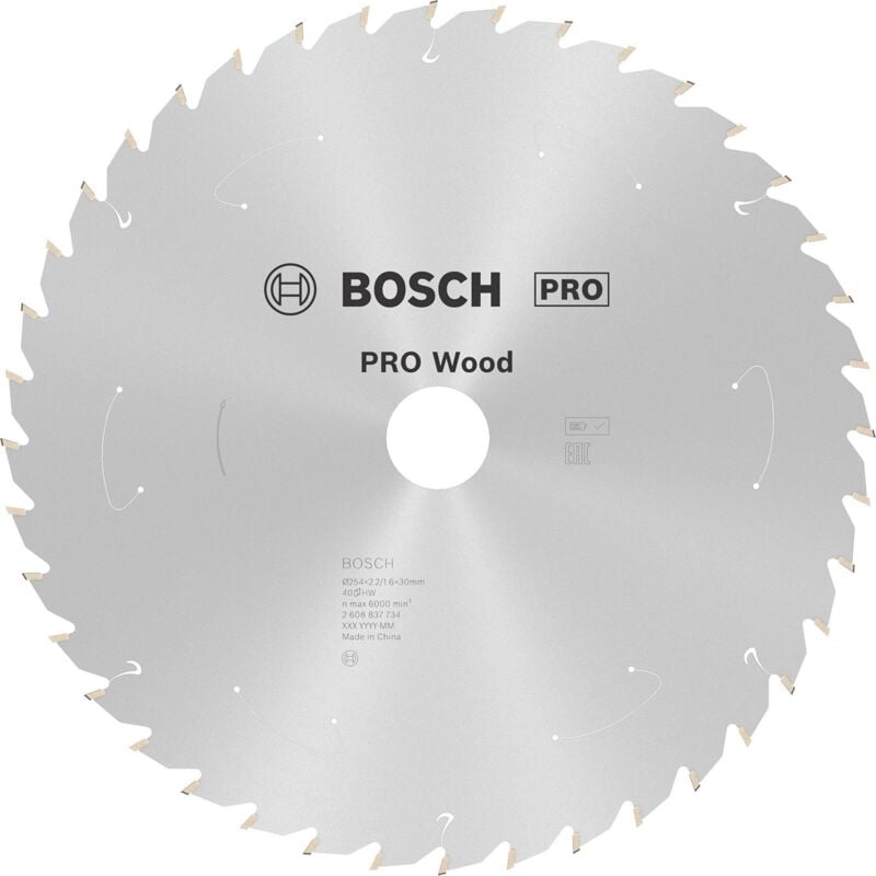 Bosch - Lame De Scie Circulaire Professionnelle Standard Pour Bois (Bois, 254 x 30 x 2,2 Mm, 40 Dents, Accessoire Scie Circulaire Sans Fil)