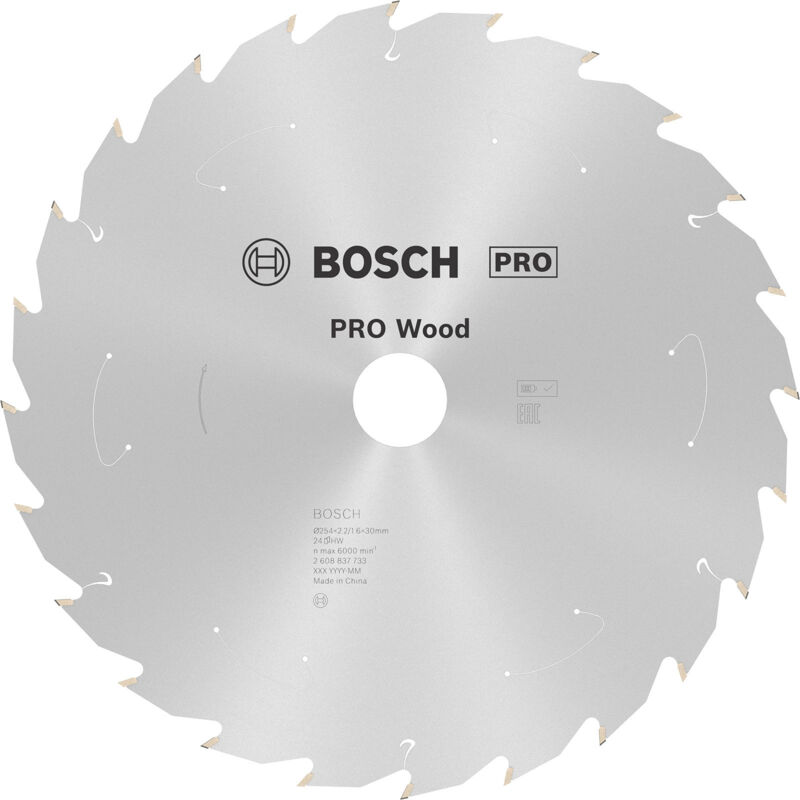 Lame PRO Wood cordless Bosch pour scies circulaires 254 x 2,2 x 30 mm - 2608837733