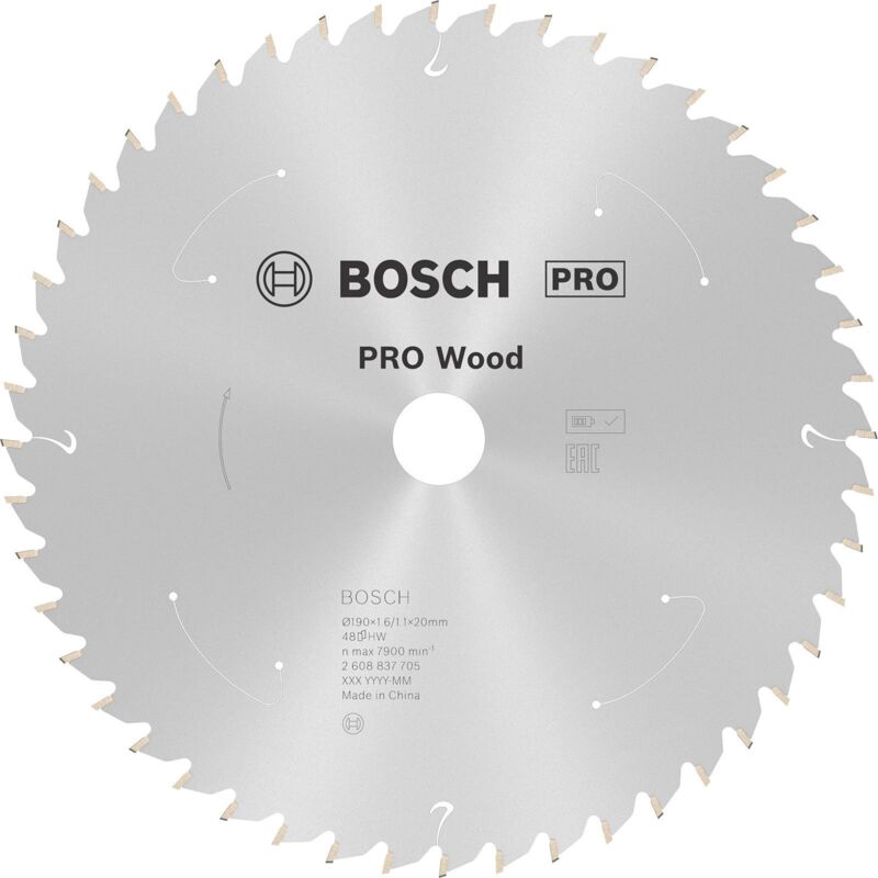 Bosch - Lame pro Wood cordless pour scies circulaires 190 x 1,6 x 20 mm - 2608837705