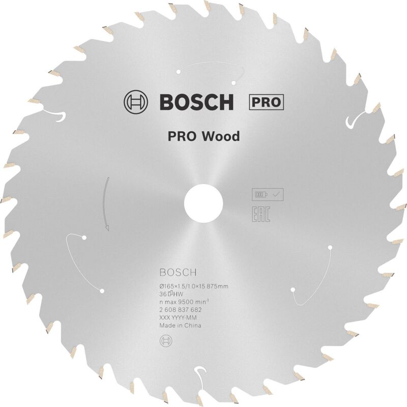 Bosch - Lame pro Wood cordless pour scies circulaires 165 x 1,5 x 15,875 mm - 2608837682