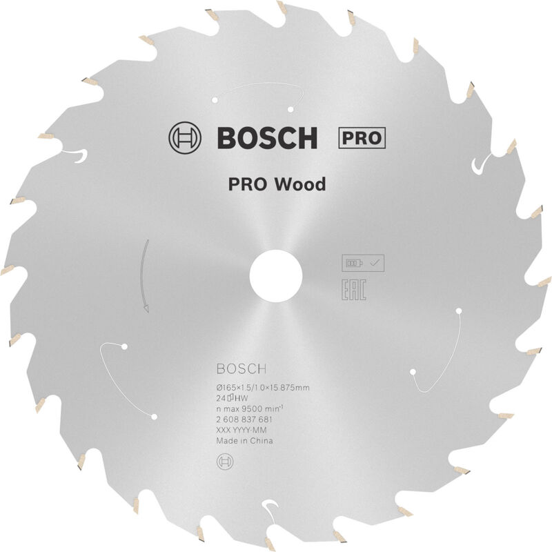 Bosch - Lame pro Wood cordless pour scies circulaires 165 x 1,5 x 15,875 mm - 2608837681