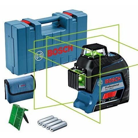 Bosch Professional Laser Lignes GLL 3-80 G (laser vert, portée : jusqu’à 30 m, 4 pi...