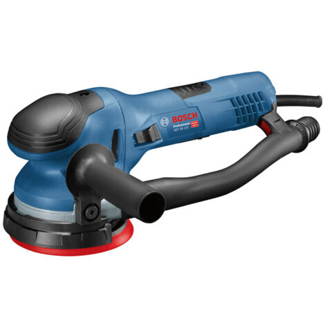 Bosch Professional Lijadora excéntrica GET 55-125 (potencia 550 W, régimen de ralentí: 3300-7800 rpm, incl. plato lijador, 1x hoja lijadora, anillo protector, tubo de soplado, mango adicional, llave A