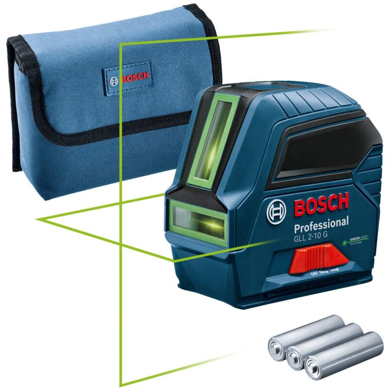 Image of Bosch Professional Livella laser GLL 2-10 G (laser verde, raggio d'azione: fino a 10 m, 3 batterie AA, sacchetto) – Amazon Exclusive